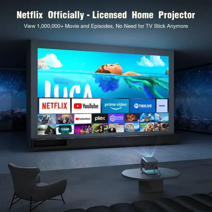 4K Smart WiFi Home Projector - 850 ANSI Lumens, Dolby Audio, Auto Focus & Netflix Licensed