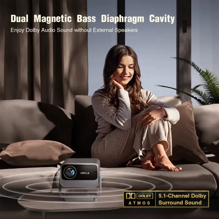 4K Smart WiFi Home Projector - 850 ANSI Lumens, Dolby Audio, Auto Focus & Netflix Licensed